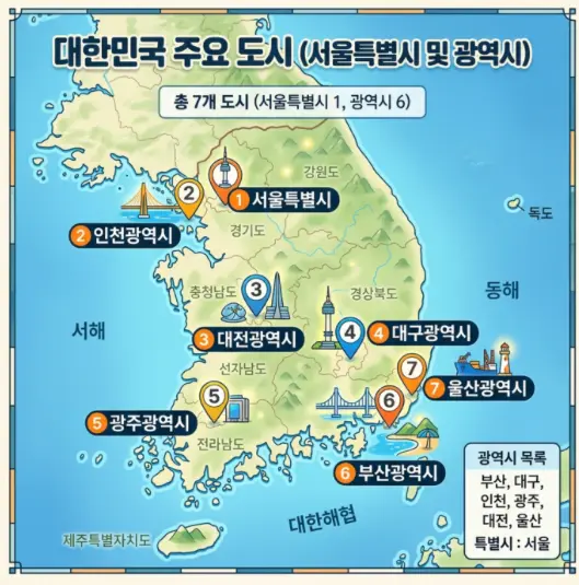 우리나라-광역시-몇개