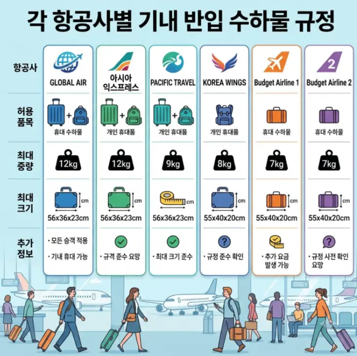 항공사별-기내-반입-수하물-규격