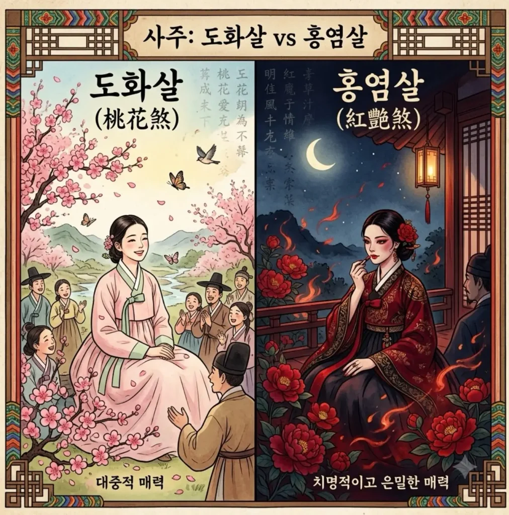 사주-홍염살-도화살-차이